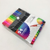 Професійний набір 24 ​​шт двосторонніх маркерів лінер+пензель з м'якою головкою на водній основі. Зображення №4