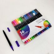 Професійний набір 36 шт двосторонніх маркерів лінер+пензель з м'якою головкою на водній основі. Зображення №2