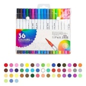 Професійний набір 36 шт двосторонніх маркерів лінер+пензель з м'якою головкою на водній основі. Зображення №3