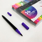 Професійний набір 36 шт двосторонніх маркерів лінер+пензель з м'якою головкою на водній основі. Зображення №8