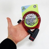 Замок велосипедний KIHUU LOCK 187, 15*65 тросовий, 2 ключі. Колір: червоний. Зображення №2