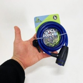 Замок велосипедний KIHUU LOCK 187, 10*120 тросовий, 2 ключі. Колір: синій. Зображення №2