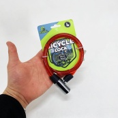 Замок велосипедний 185, 12*65 тросовий, 2 ключі. Колір: червоний. Зображення №2