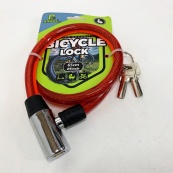 Замок велосипедний 185, 12*65 тросовий, 2 ключі. Колір: червоний. Зображення №3