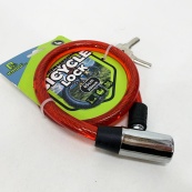 Замок велосипедний 185, 12*65 тросовий, 2 ключі. Колір: червоний. Зображення №4