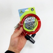 Замок велосипедний KIHUU LOCK 185, 15*65 тросовий, 2 ключі. Колір: червоний. Зображення №2