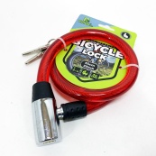 Замок велосипедний KIHUU LOCK 185, 15*65 тросовий, 2 ключі. Колір: червоний. Зображення №3