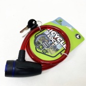 Замок велосипедний KIHUU LOCK 187, 10*65 тросовий, 2 ключі. Колір: червоний. Зображення №3