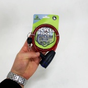 Замок велосипедний KIHUU LOCK 187, 10*65 тросовий, 2 ключі. Колір: червоний. Зображення №4