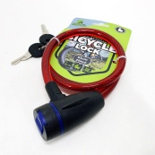 Замок велосипедний KIHUU LOCK 187, 10*65 тросовий, 2 ключі. Колір: червоний. Зображення №5