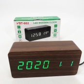 Електронний годинник VST-862-4, з датчиком температури, будильник, живлення від USB. Колір: коричневий-зелений. Зображення №5