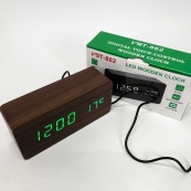 Електронний годинник VST-862-4, з датчиком температури, будильник, живлення від USB. Колір: коричневий-зелений. Зображення №6