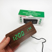 Електронний годинник VST-862-4, з датчиком температури, будильник, живлення від USB. Колір: коричневий-зелений. Зображення №7