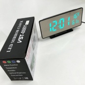 Настольные часы электронные VST-888Y-4 светодиодные зеркальные с указанием температуры влажности. Изображение №5