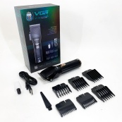 Акумуляторна машинка для стрижки волосся VGR V-280 з дисплеєм та насадками якісна. Колір: чорний. Зображення №10