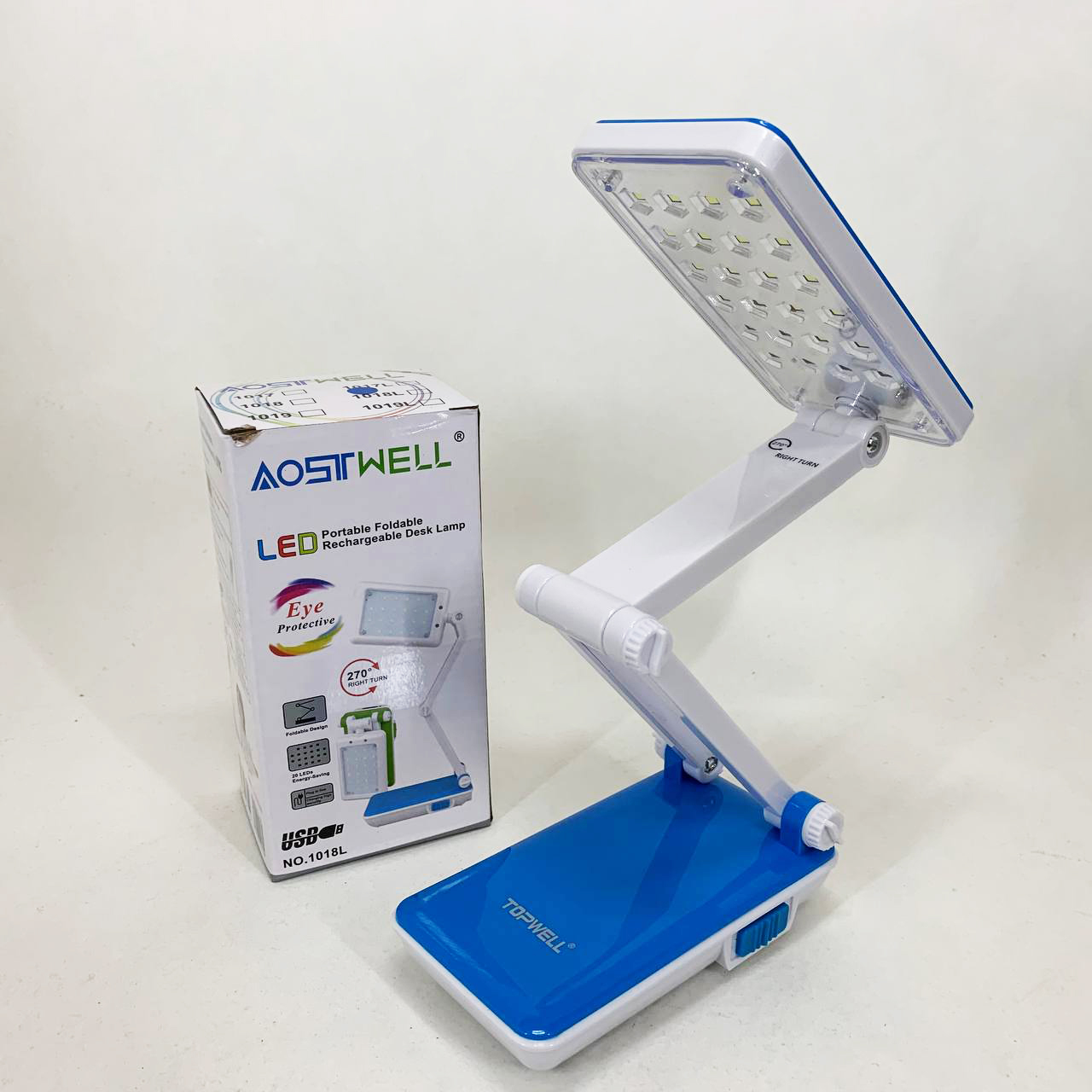 Настільна лампа Topwell 1019 Синя акумуляторна світлодіодна регуляція рівня нахилу. Колір: синій Настільна лампа Topwell 1019 Синя акумуляторна світлодіодна регуляція рівня нахилу. Колір: синій