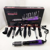 Фен - щітка стайлер Gemei GM-4835 багатофункціональний набір з насадками для волосся 10 в 1. Колір: фіолет. Зображення №6 Фен - щітка стайлер Gemei GM-4835 багатофункціональний набір з насадками для волосся 10 в 1. Колір: фіолет. Зображення №6