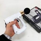 Ударный Перкуссионный массажер для тела и мышц Массажный пистолет EM HB-007 аккумуляторный белый. Изображение №2