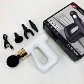 Ударный Перкуссионный массажер для тела и мышц Массажный пистолет EM HB-007 аккумуляторный белый. Изображение №7