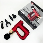 Ударний Перкусійний масажер для тіла та м'язів Масажний пістолет EM HB-007 акумуляторний червоний. Зображення №6