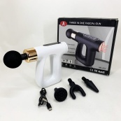 Ударный Перкуссионный массажер для тела и мышц Массажный пистолет EM HB-007 аккумуляторный белый. Изображение №10