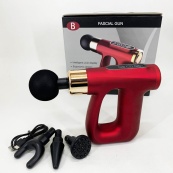 Ударний Перкусійний масажер для тіла та м'язів Масажний пістолет EM HB-007 акумуляторний червоний. Зображення №11