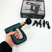 Ударный Перкуссионный массажер для тела и мышц Массажный пистолет EM HB-007 аккумуляторный зеленый. Изображение №2