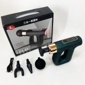 Ударный Перкуссионный массажер для тела и мышц Массажный пистолет EM HB-007 аккумуляторный зеленый. Изображение №4