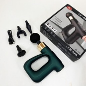 Ударный Перкуссионный массажер для тела и мышц Массажный пистолет EM HB-007 аккумуляторный зеленый. Изображение №6