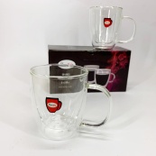 Набір скляних чашок з подвійними стінками Con Brio CB-8423-2, 2шт, 230мл, Прозорі чашки. Зображення №2