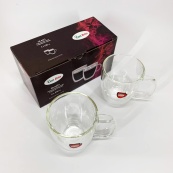 Набір скляних чашок з подвійними стінками Con Brio CB-8423-2, 2шт, 230мл, Прозорі чашки. Зображення №3