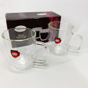 Набір скляних чашок з подвійними стінками Con Brio CB-8423-2, 2шт, 230мл, Прозорі чашки. Зображення №5