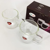 Набір скляних чашок з подвійними стінками Con Brio CB-8423-2, 2шт, 230мл, Прозорі чашки. Зображення №7