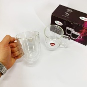 Набір скляних чашок з подвійними стінками Con Brio CB-8423-2, 2шт, 230мл, Прозорі чашки. Зображення №8