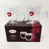 Набір скляних чашок з подвійними стінками Con Brio CB-8423-2, 2шт, 230мл, Прозорі чашки. Зображення №9