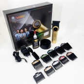 Професійна машинка для стрижки волосся VGR V-001 з дисплеєм 9000 об/хв та 10 насадками. Колір: золотий. Зображення №4