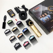 Професійна машинка для стрижки волосся VGR V-001 з дисплеєм 9000 об/хв та 10 насадками. Колір: золотий. Зображення №9