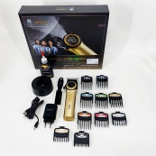 Професійна машинка для стрижки волосся VGR V-001 з дисплеєм 9000 об/хв та 10 насадками. Колір: золотий. Зображення №14