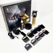 Професійна машинка для стрижки волосся VGR V-001 з дисплеєм 9000 об/хв та 10 насадками. Колір: золотий. Зображення №16