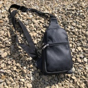 Сумка з натуральної шкіри, слінг чоловічий чорний, барсетка, крос боді, Практична сумка-месенджер. Зображення №16