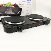 Плита електрична Suntera DP-1925, подвійна електроплита, потужна настільна електроплита. Колір: чорний. Зображення №2