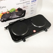 Плита електрична Suntera DP-1925, подвійна електроплита, потужна настільна електроплита. Колір: чорний. Зображення №3