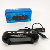 Часы VST-716-2 настольные 220В будильник Черный корпус Светло зеленые цифры. Изображение №4