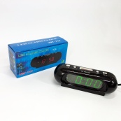 Часы VST-716-2 настольные 220В будильник Черный корпус Светло зеленые цифры. Изображение №7