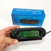 Часы VST-716-2 настольные 220В будильник Черный корпус Светло зеленые цифры. Изображение №10