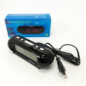 Часы VST-716-2 настольные 220В будильник Черный корпус Светло зеленые цифры. Изображение №11