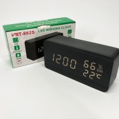 Електронні настільні годинники VST-862S-6 чорні з білим підсвічуванням, з датчиками температури та вологості. Зображення №2