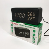 Електронні настільні годинники VST-862S-6 чорні з білим підсвічуванням, з датчиками температури та вологості. Зображення №4