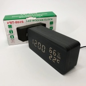 Електронні настільні годинники VST-862S-6 чорні з білим підсвічуванням, з датчиками температури та вологості. Зображення №9
