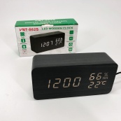 Електронні настільні годинники VST-862S-6 чорні з білим підсвічуванням, з датчиками температури та вологості. Зображення №12